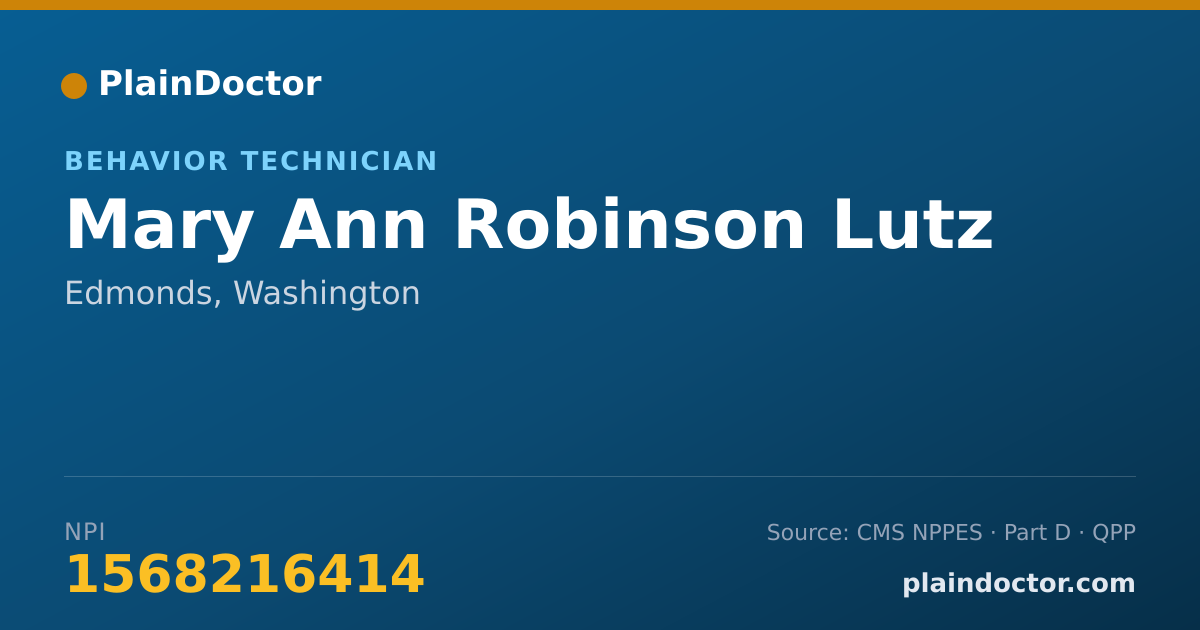 Shareable card for Mary Ann Robinson Lutz - Behavior Technician, Edmonds, WA