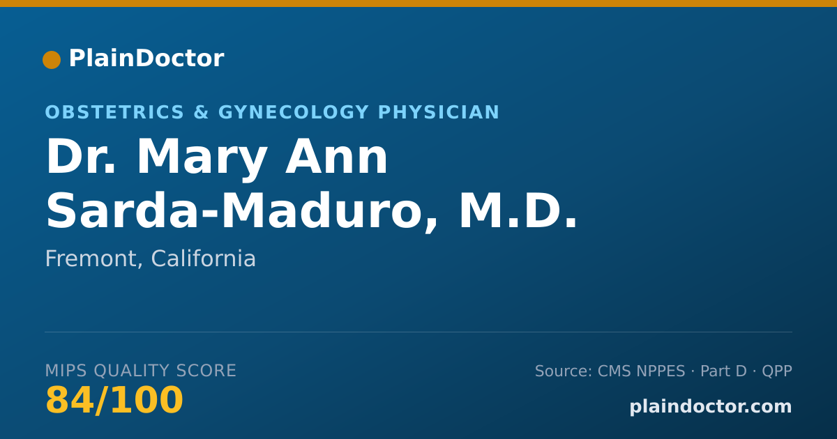 Shareable card for Mary Ann Sarda-Maduro, M.D. - Obstetrics & Gynecology Physician, Fremont, CA