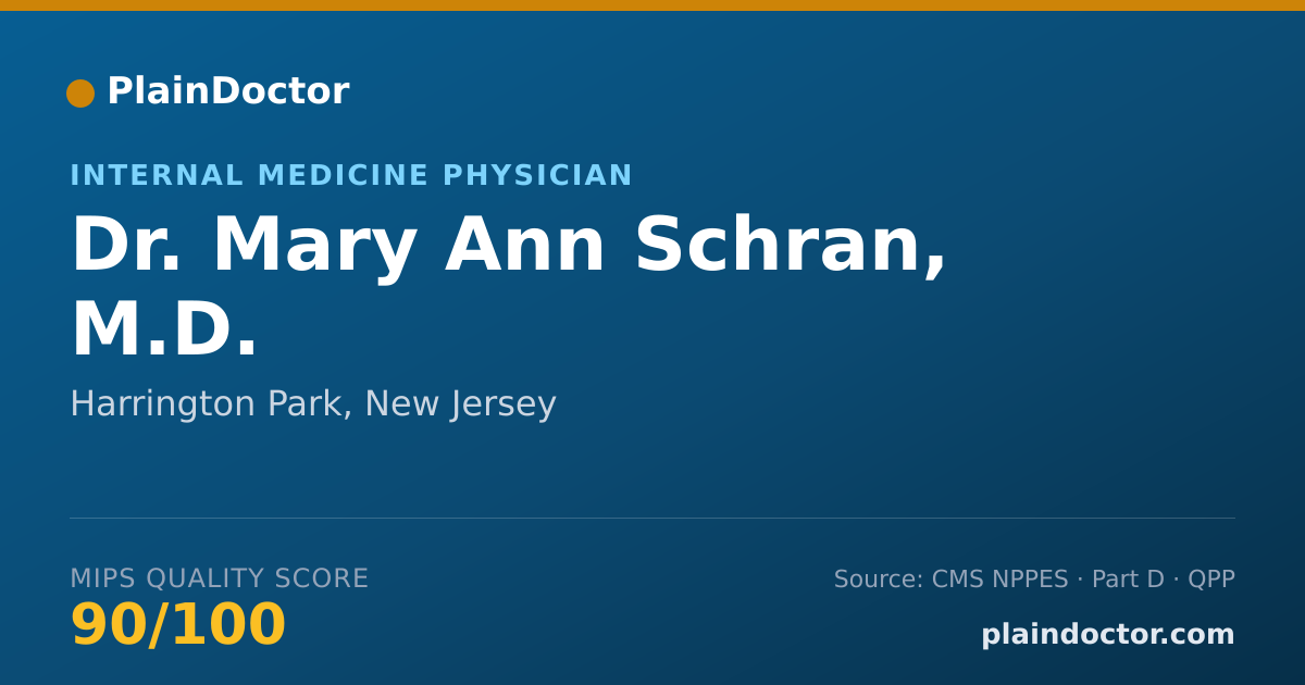 Shareable card for Mary Ann Schran, M.D. - Internal Medicine Physician, Harrington Park, NJ
