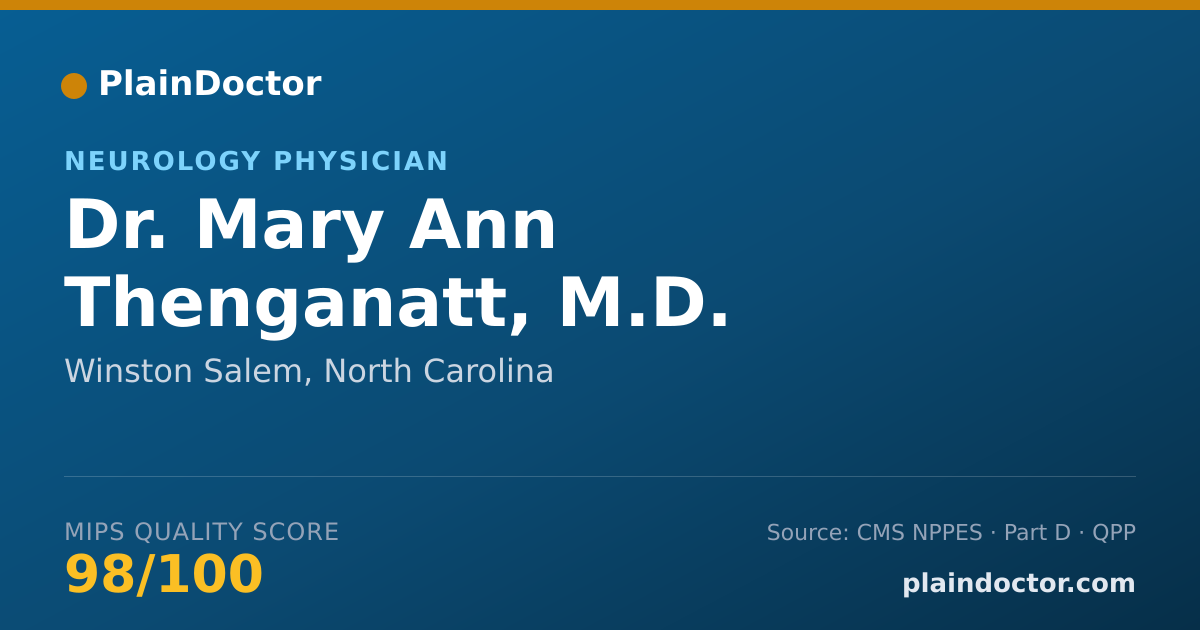 Shareable card for Mary Ann Thenganatt, M.D. - Neurology Physician, Winston Salem, NC