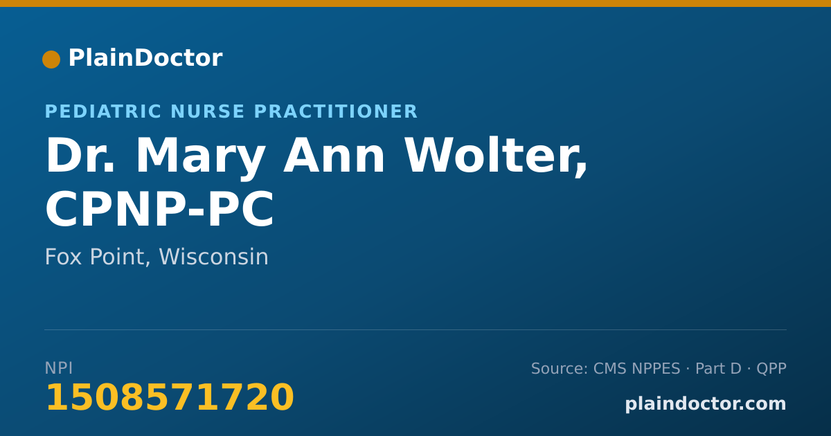 Shareable card for Mary Ann Wolter, CPNP-PC - Pediatric Nurse Practitioner, Fox Point, WI