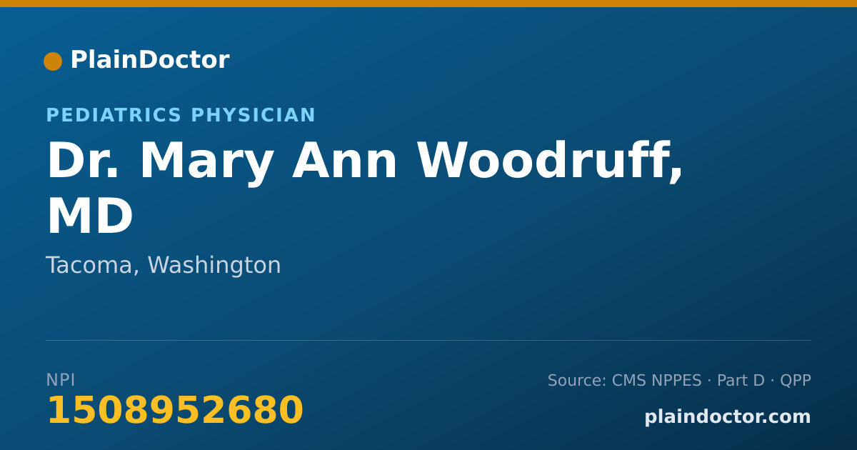Shareable card for Mary Ann Woodruff, MD - Pediatrics Physician, Tacoma, WA