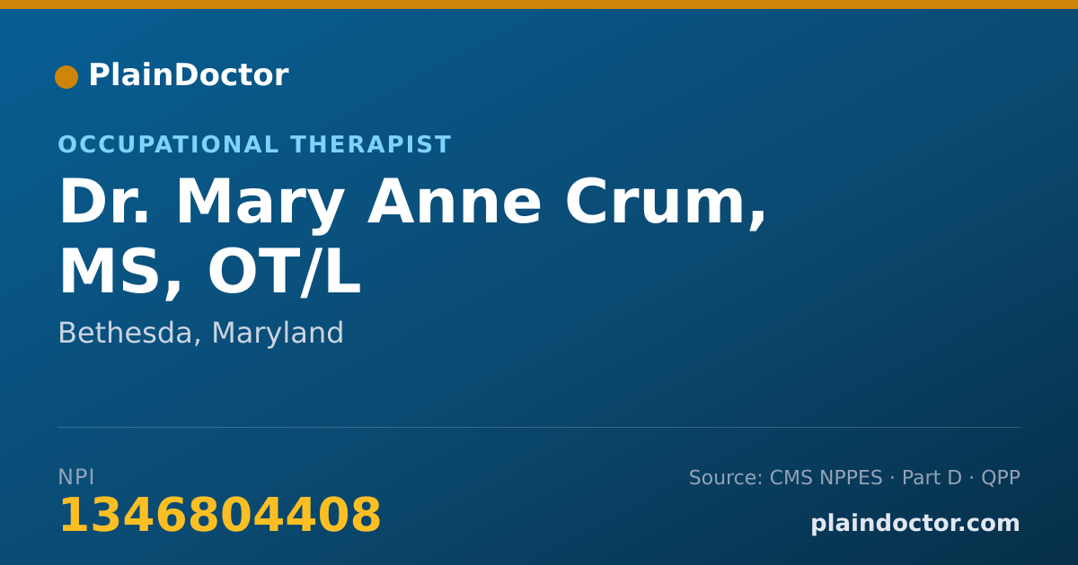 Shareable card for Mary Anne Crum, MS, OT/L - Occupational Therapist, Bethesda, MD