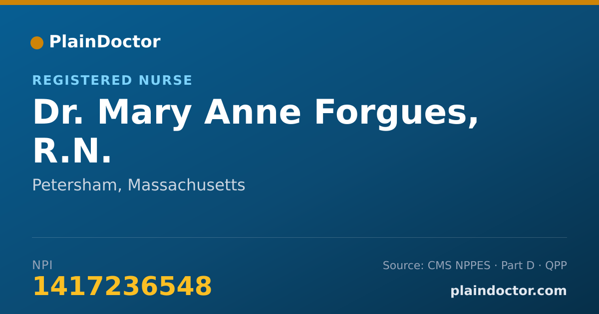 Shareable card for Mary Anne Forgues, R.N. - Registered Nurse, Petersham, MA