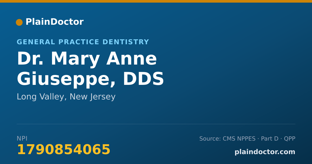 Shareable card for Mary Anne Giuseppe, DDS - General Practice Dentistry, Long Valley, NJ
