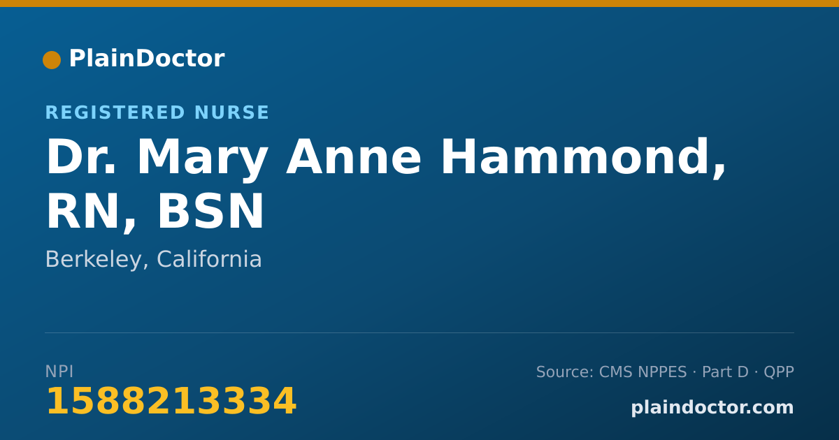 Shareable card for Mary Anne Hammond, RN, BSN - Registered Nurse, Berkeley, CA