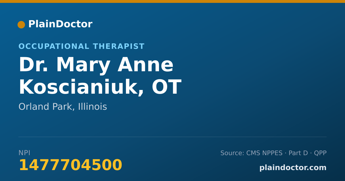 Shareable card for Mary Anne Koscianiuk, OT - Occupational Therapist, Orland Park, IL