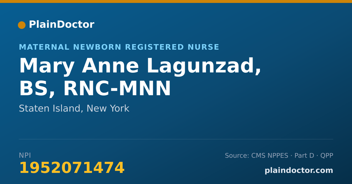 Shareable card for Mary Anne Lagunzad, BS, RNC-MNN - Maternal Newborn Registered Nurse, Staten Island, NY
