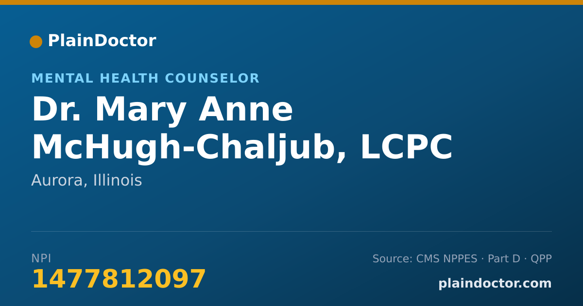 Shareable card for Mary Anne McHugh-Chaljub, LCPC - Mental Health Counselor, Aurora, IL