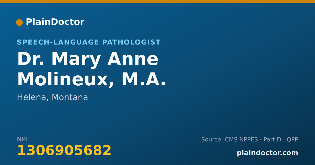 Shareable card for Mary Anne Molineux, M.A. - Speech-Language Pathologist, Helena, MT