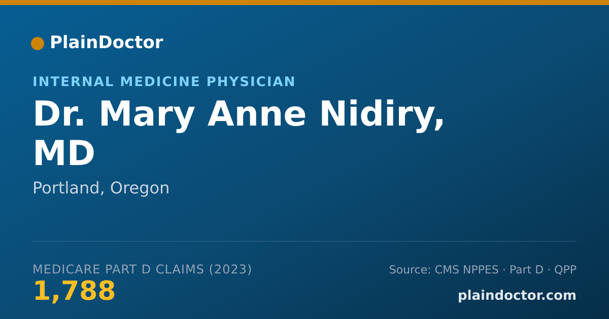 Shareable card for Mary Anne Nidiry, MD - Internal Medicine Physician, Portland, OR