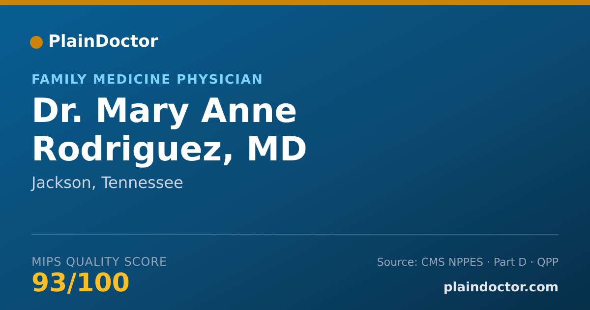 Shareable card for Mary Anne Rodriguez, MD - Family Medicine Physician, Jackson, TN