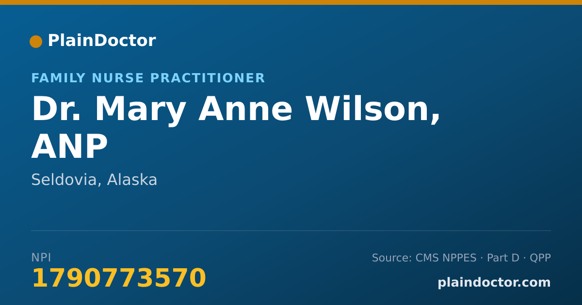 Shareable card for Mary Anne Wilson, ANP - Family Nurse Practitioner, Seldovia, AK