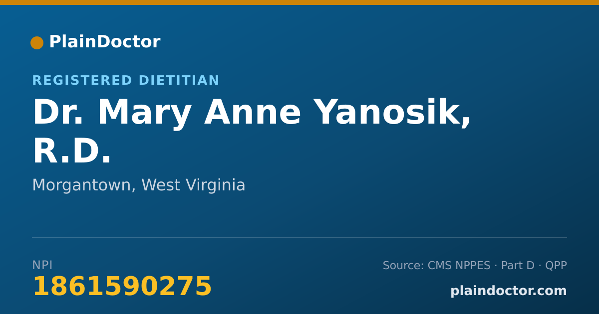 Shareable card for Mary Anne Yanosik, R.D. - Registered Dietitian, Morgantown, WV