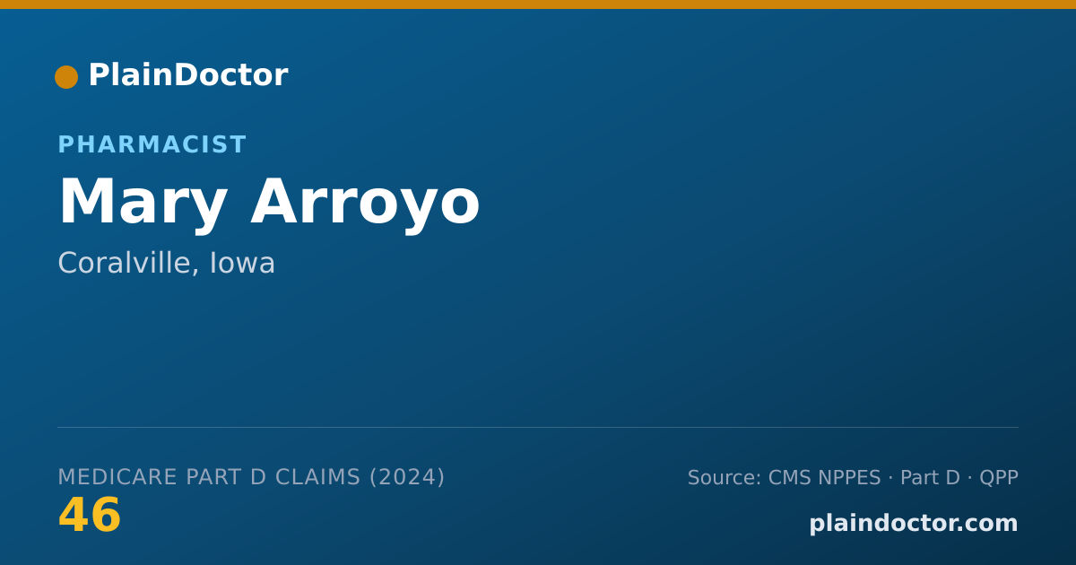 Shareable card for Mary Arroyo - Pharmacist, Coralville, IA