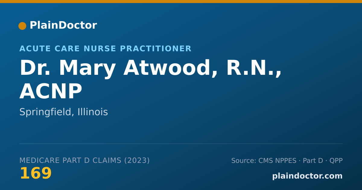 Shareable card for Mary Atwood, R.N., ACNP - Acute Care Nurse Practitioner, Springfield, IL