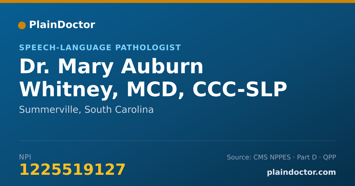 Shareable card for Mary Auburn Whitney, MCD, CCC-SLP - Speech-Language Pathologist, Summerville, SC