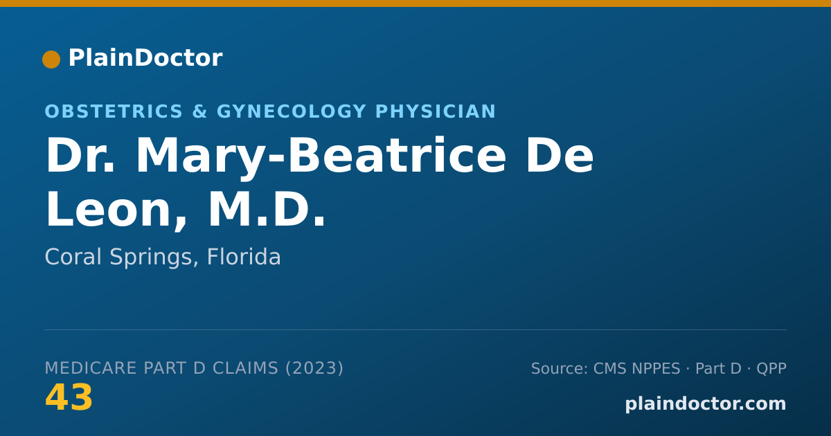 Shareable card for Mary-Beatrice De Leon, M.D. - Obstetrics & Gynecology Physician, Coral Springs, FL
