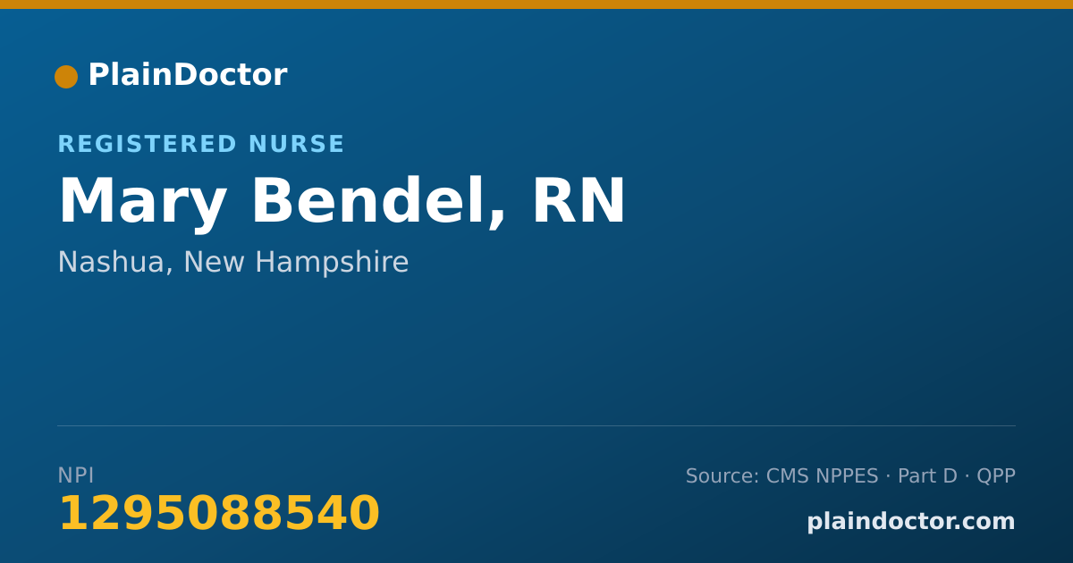 Shareable card for Mary Bendel, RN - Registered Nurse, Nashua, NH