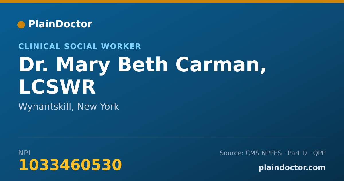 Shareable card for Mary Beth Carman, LCSWR - Clinical Social Worker, Wynantskill, NY