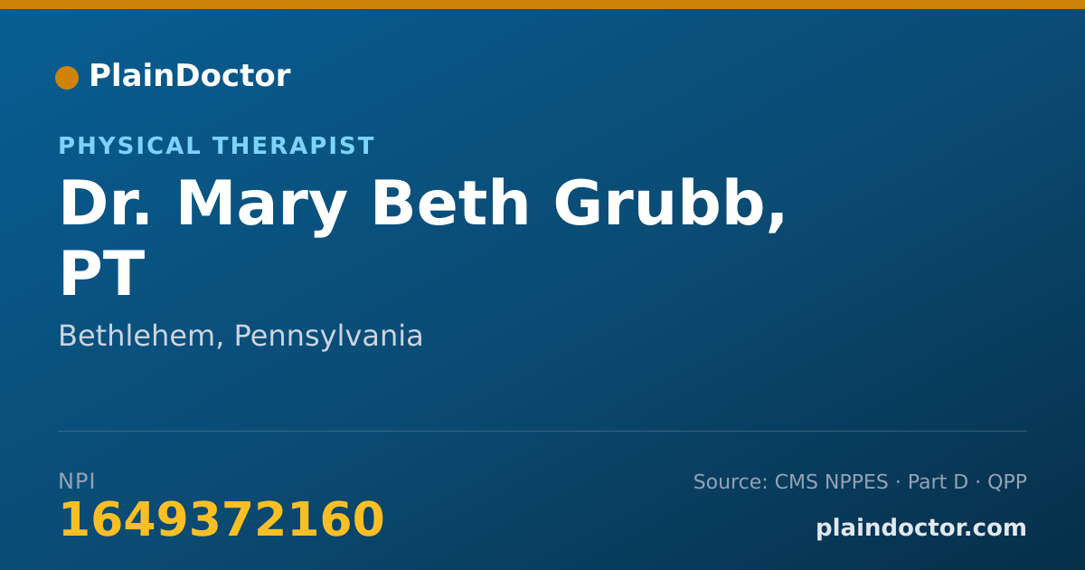 Shareable card for Mary Beth Grubb, PT - Physical Therapist, Bethlehem, PA