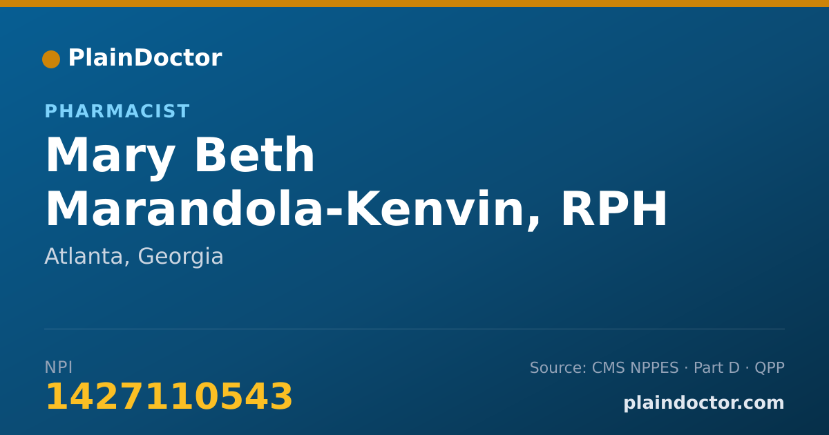 Shareable card for Mary Beth Marandola-Kenvin, RPH - Pharmacist, Atlanta, GA