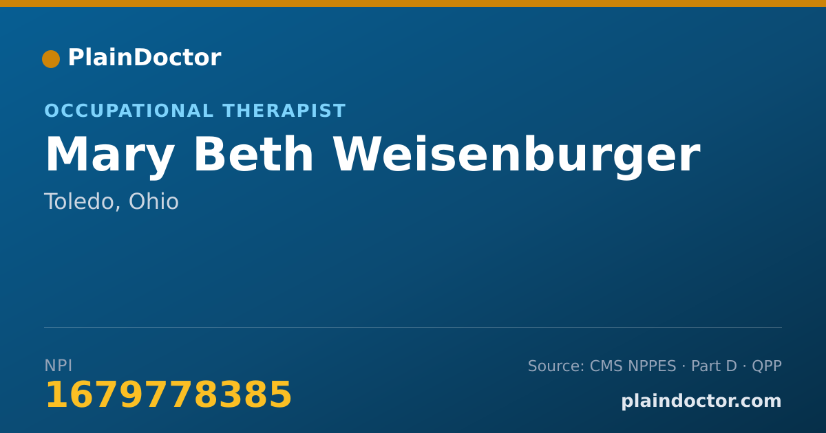 Shareable card for Mary Beth Weisenburger - Occupational Therapist, Toledo, OH