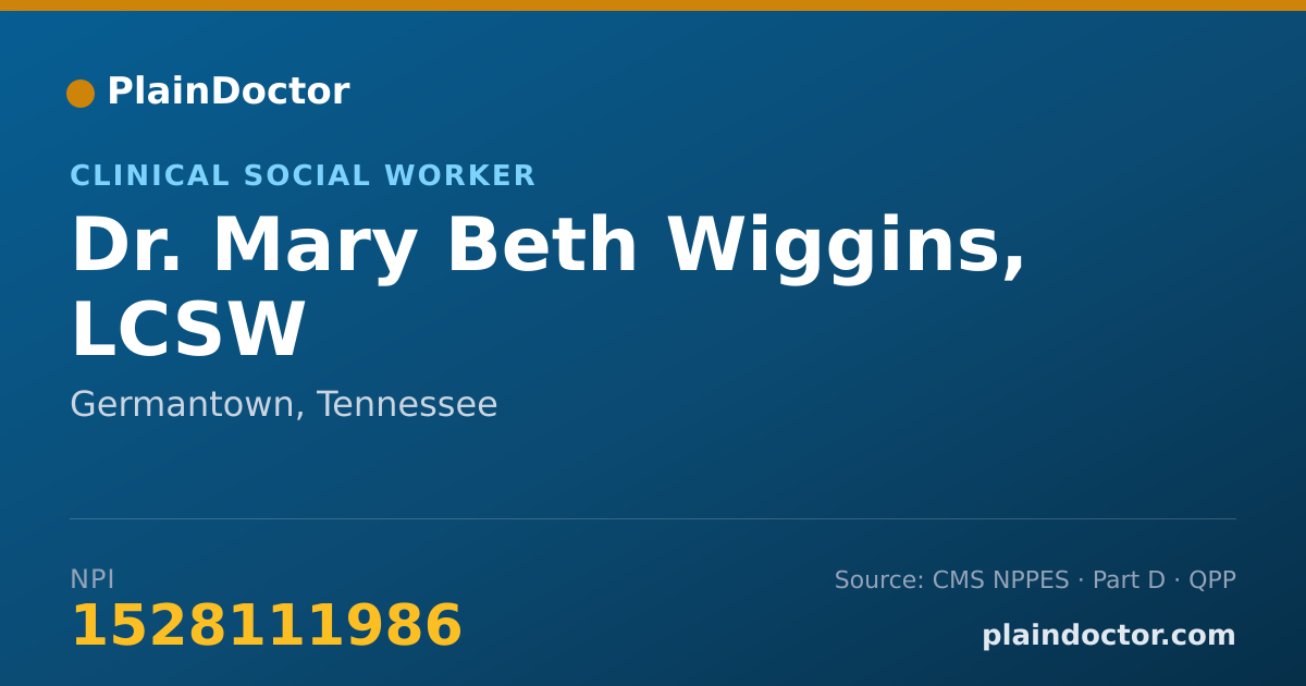 Shareable card for Mary Beth Wiggins, LCSW - Clinical Social Worker, Germantown, TN