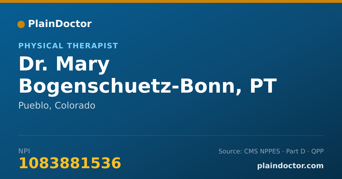 Shareable card for Mary Bogenschuetz-Bonn, PT - Physical Therapist, Pueblo, CO