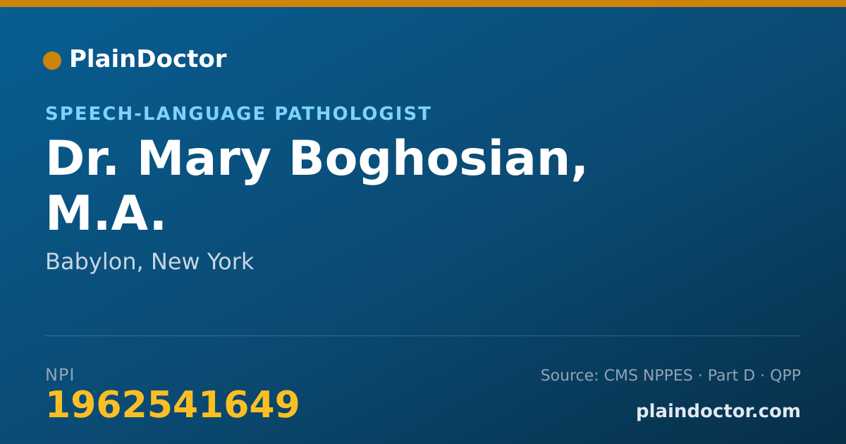 Shareable card for Mary Boghosian, M.A. - Speech-Language Pathologist, Babylon, NY