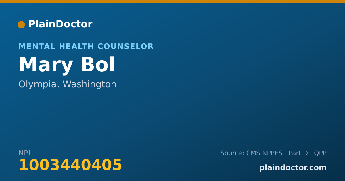 Shareable card for Mary Bol - Mental Health Counselor, Olympia, WA