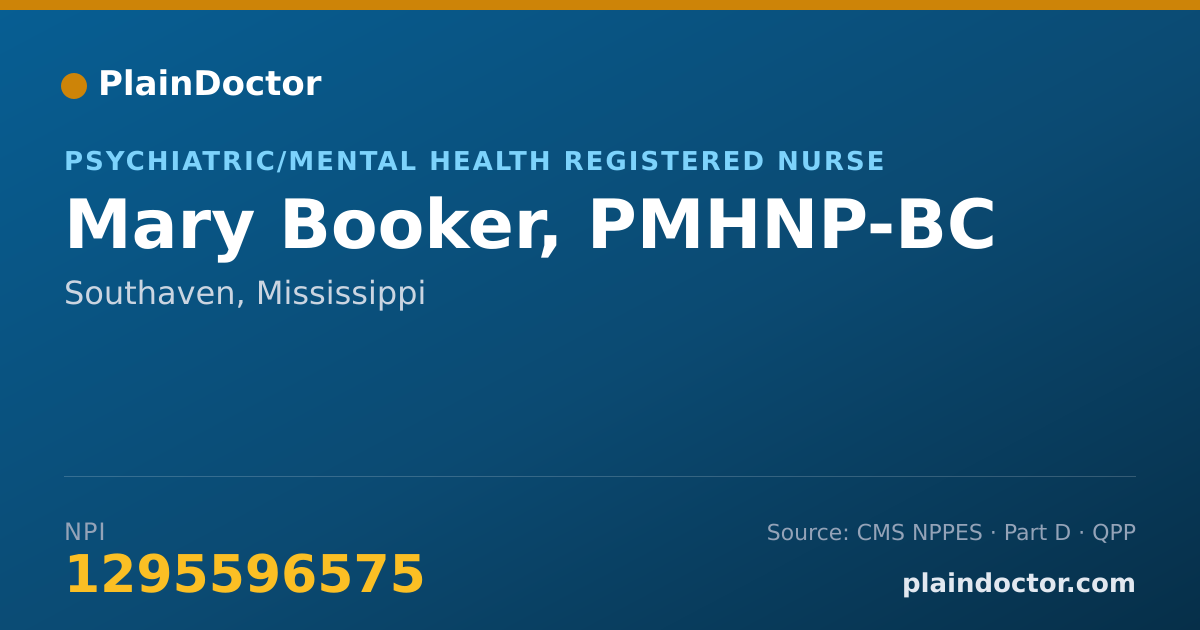 Shareable card for Mary Booker, PMHNP-BC - Psychiatric/Mental Health Registered Nurse, Southaven, MS
