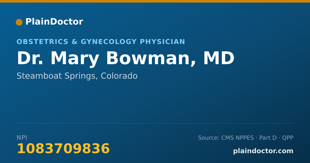 Shareable card for Mary Bowman, MD - Obstetrics & Gynecology Physician, Steamboat Springs, CO