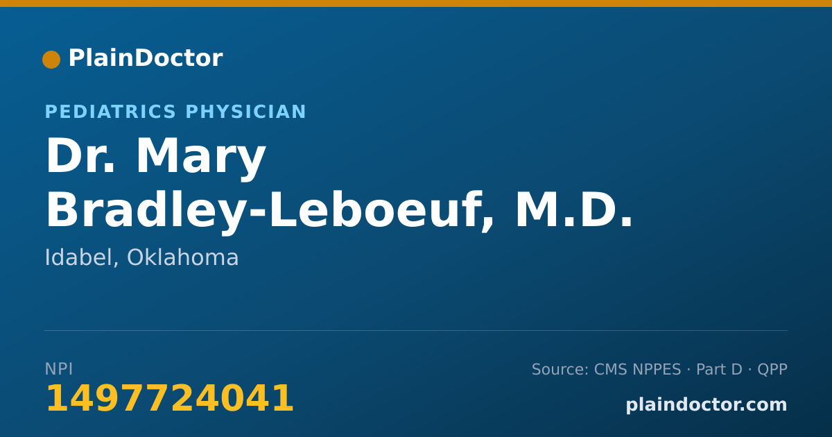 Shareable card for Mary Bradley-Leboeuf, M.D. - Pediatrics Physician, Idabel, OK