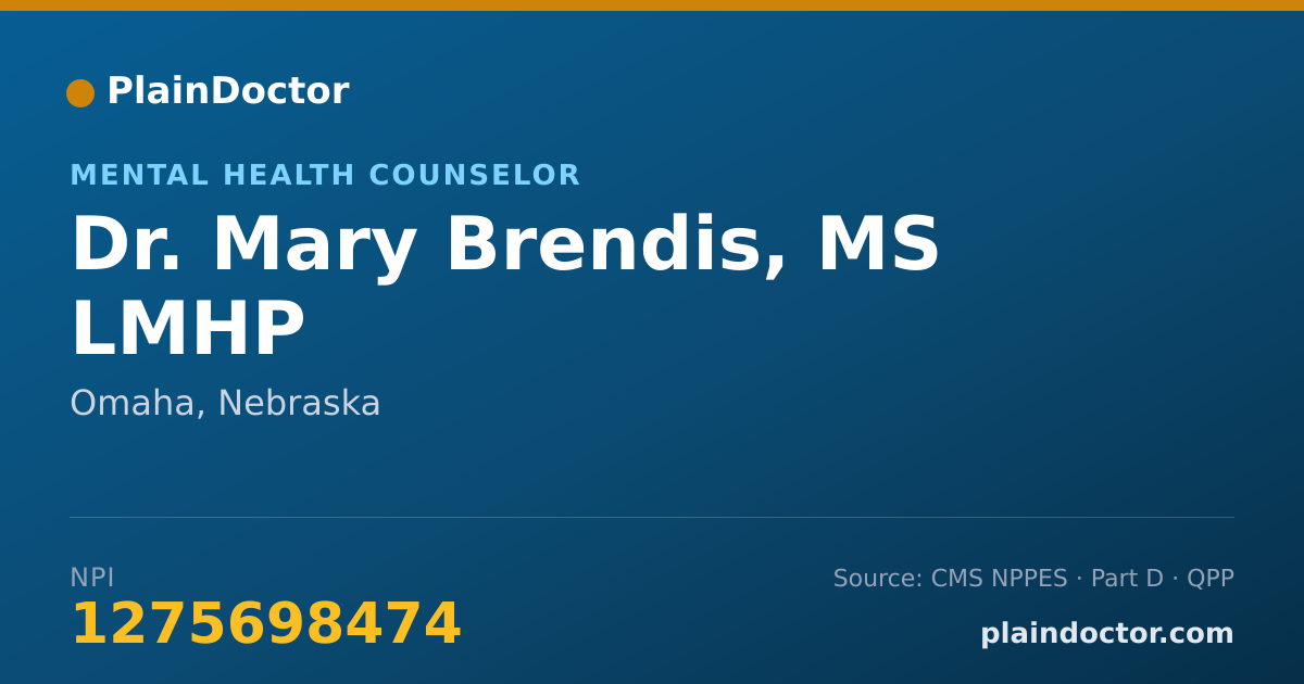 Shareable card for Mary Brendis, MS LMHP - Mental Health Counselor, Omaha, NE