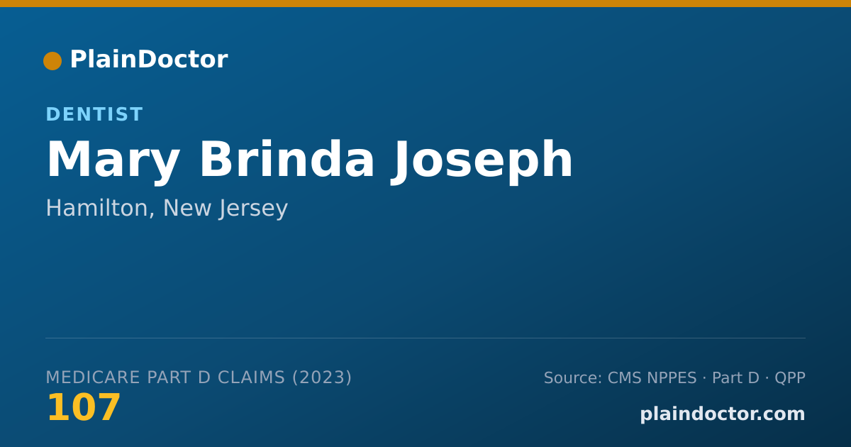 Shareable card for Mary Brinda Joseph - Dentist, Hamilton, NJ