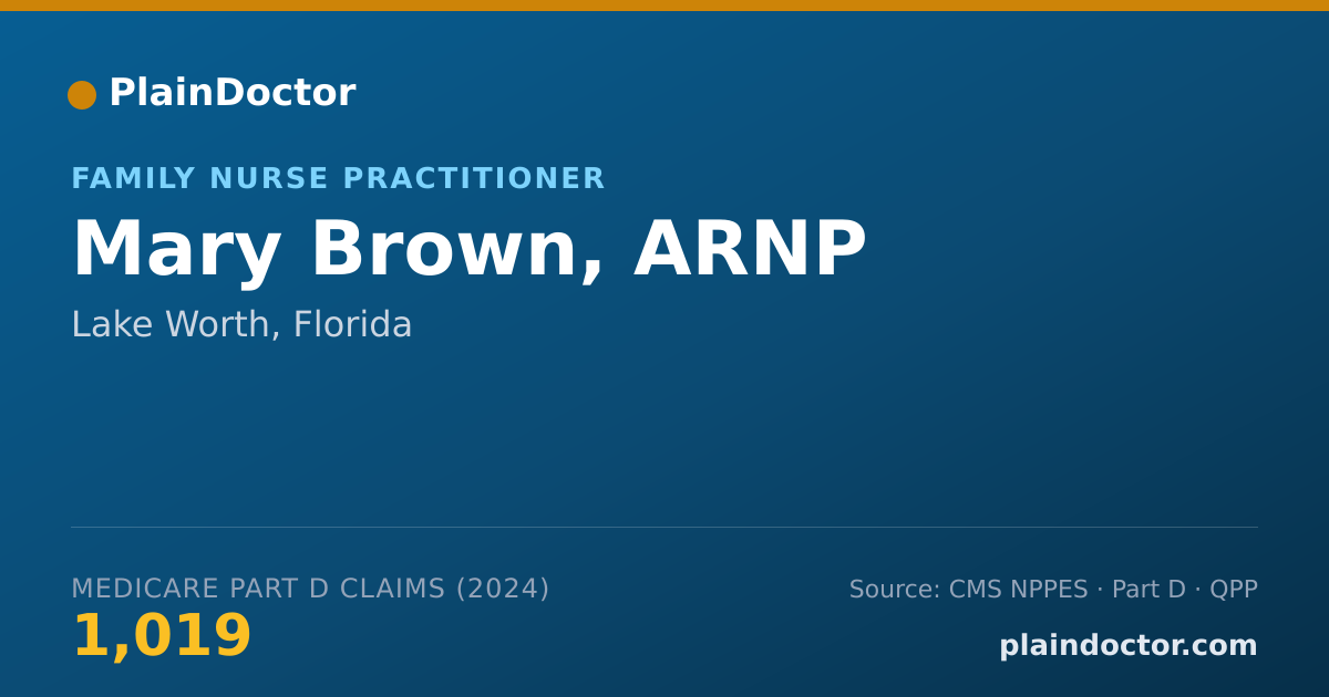 Shareable card for Mary Brown, ARNP - Nurse Practitioner, Lake Worth, FL