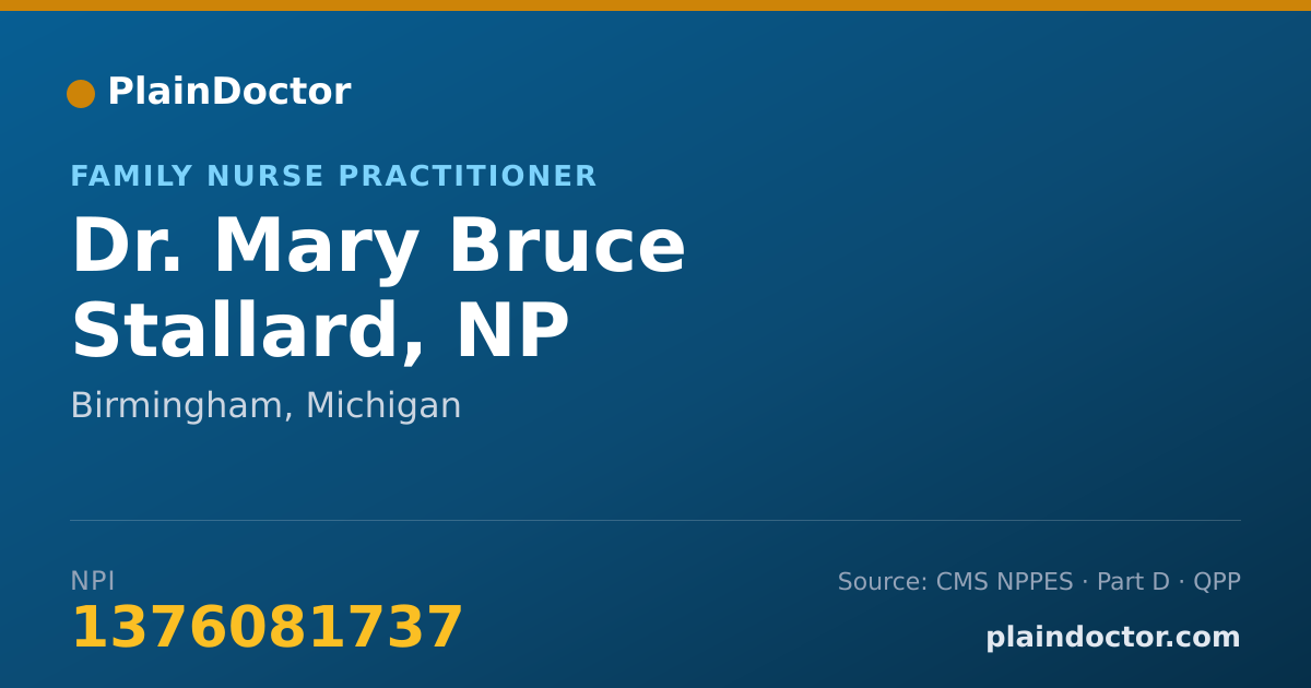 Shareable card for Mary Bruce Stallard, NP - Family Nurse Practitioner, Birmingham, MI