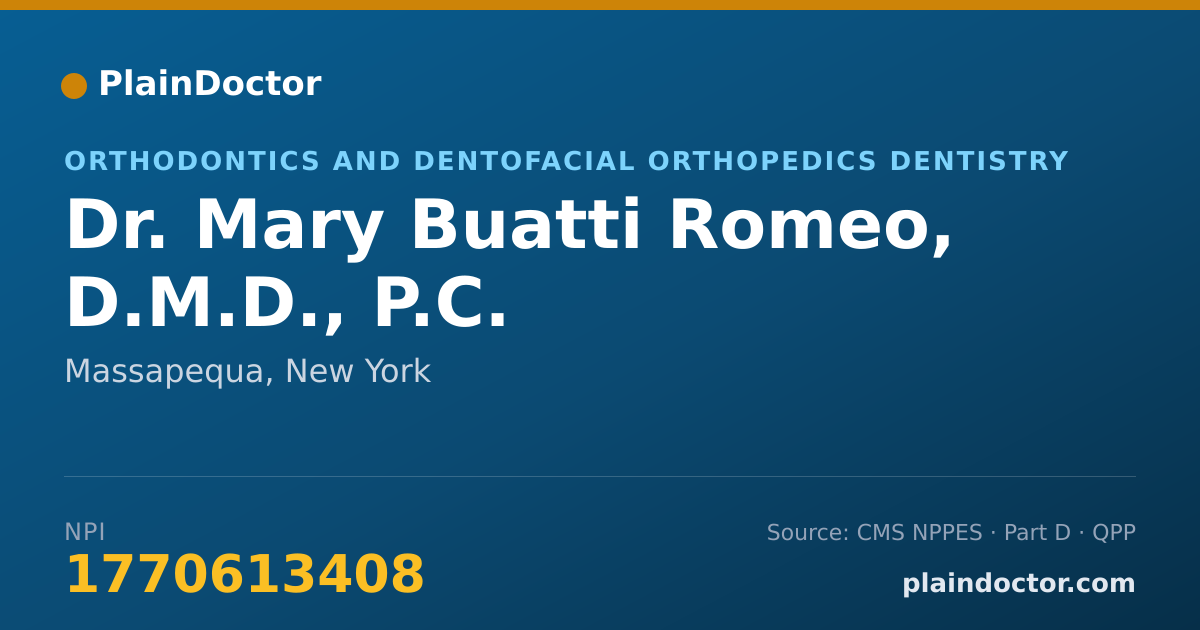Shareable card for Mary Buatti Romeo, D.M.D., P.C. - Orthodontics and Dentofacial Orthopedics Dentistry, Massapequa, NY