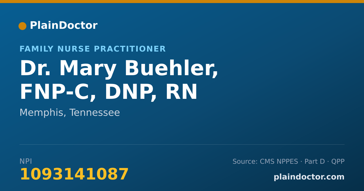 Shareable card for Mary Buehler, FNP-C, DNP, RN - Family Nurse Practitioner, Memphis, TN