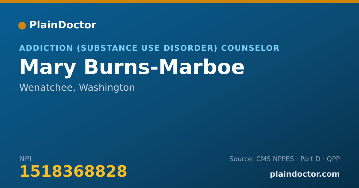 Shareable card for Mary Burns-Marboe - Addiction (Substance Use Disorder) Counselor, Wenatchee, WA