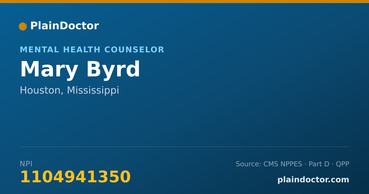 Shareable card for Mary Byrd - Mental Health Counselor, Houston, MS