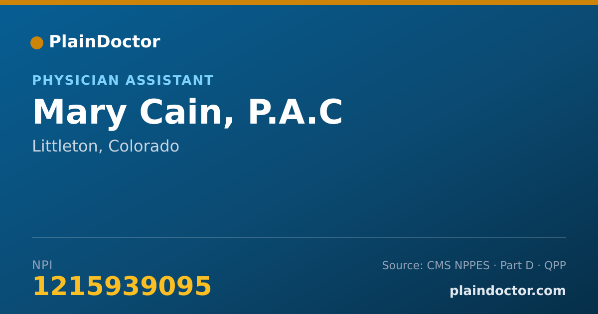 Shareable card for Mary Cain, P.A.C - Physician Assistant, Littleton, CO