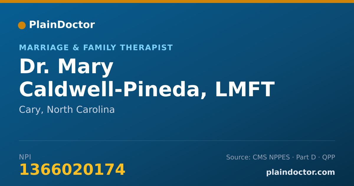Shareable card for Mary Caldwell-Pineda, LMFT  NC #1826 - Marriage & Family Therapist, Cary, NC