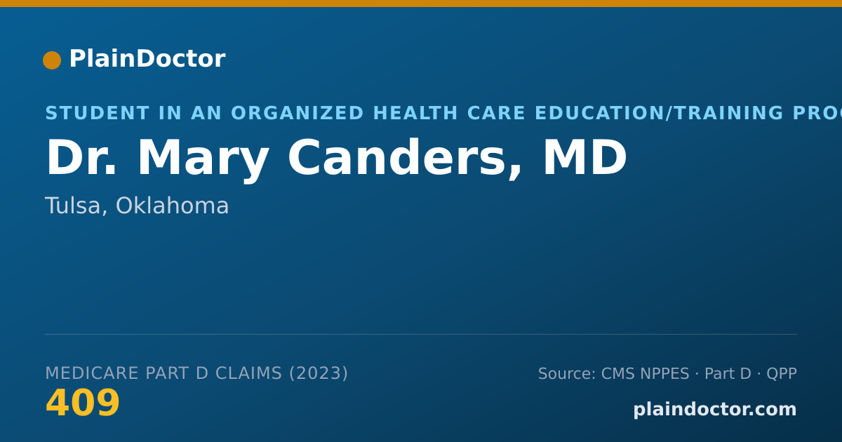 Shareable card for Mary Canders, MD - Student in an Organized Health Care Education/Training Program, Tulsa, OK