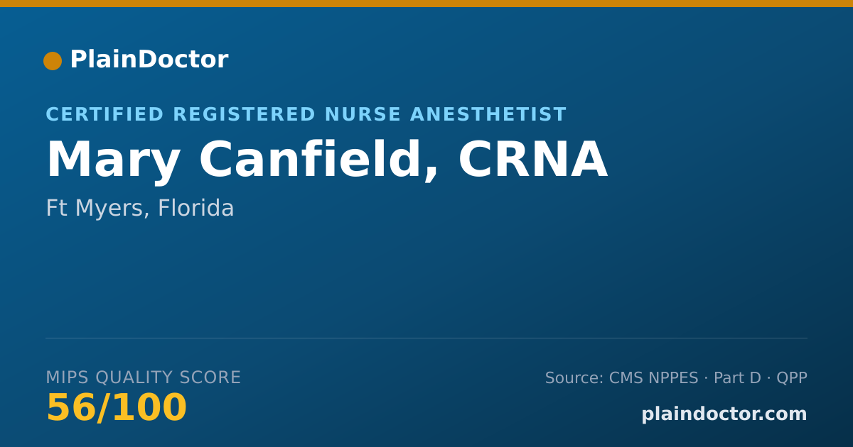 Shareable card for Mary Canfield, CRNA - Certified Registered Nurse Anesthetist, Ft Myers, FL
