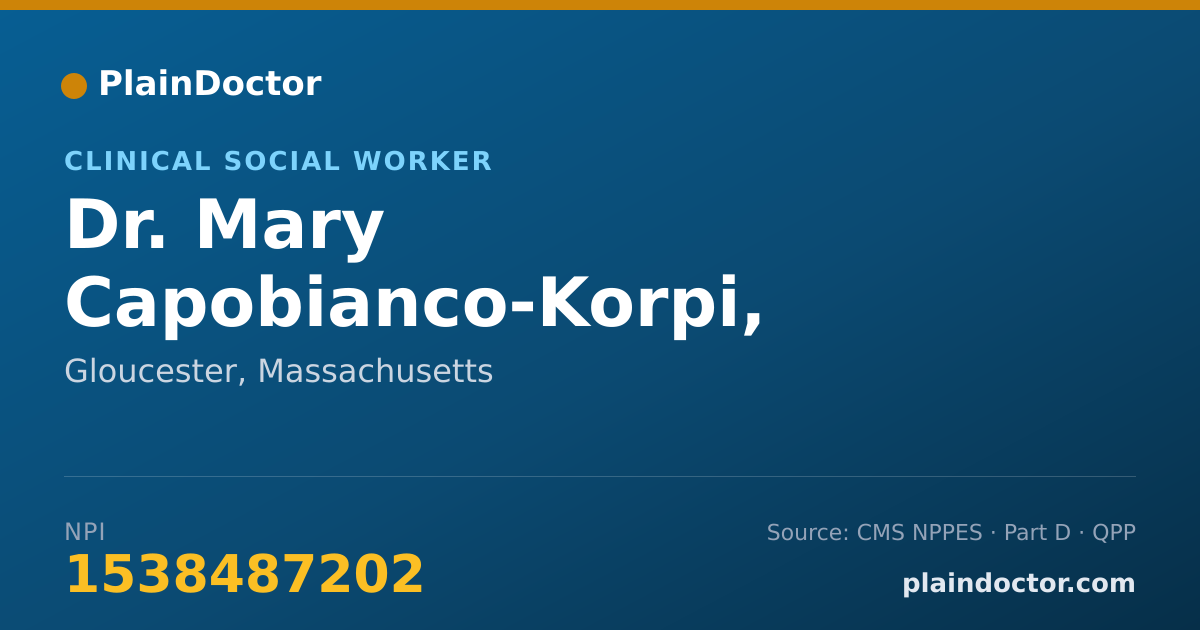 Shareable card for Mary Capobianco-Korpi, LICSW - Clinical Social Worker, Gloucester, MA