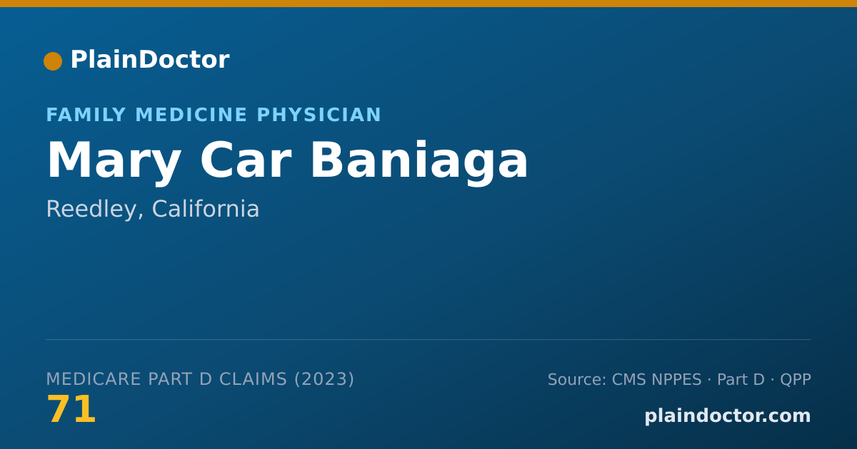 Shareable card for Mary Car Baniaga - Family Medicine Physician, Reedley, CA