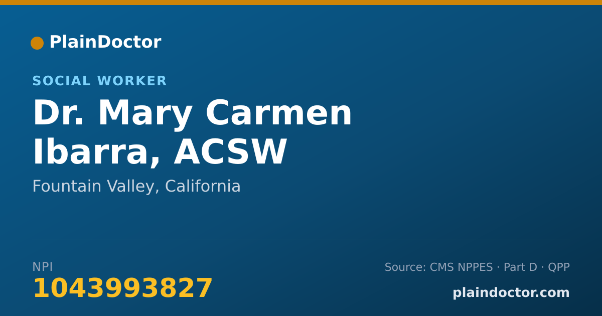 Shareable card for Mary Carmen Ibarra, ACSW - Social Worker, Fountain Valley, CA