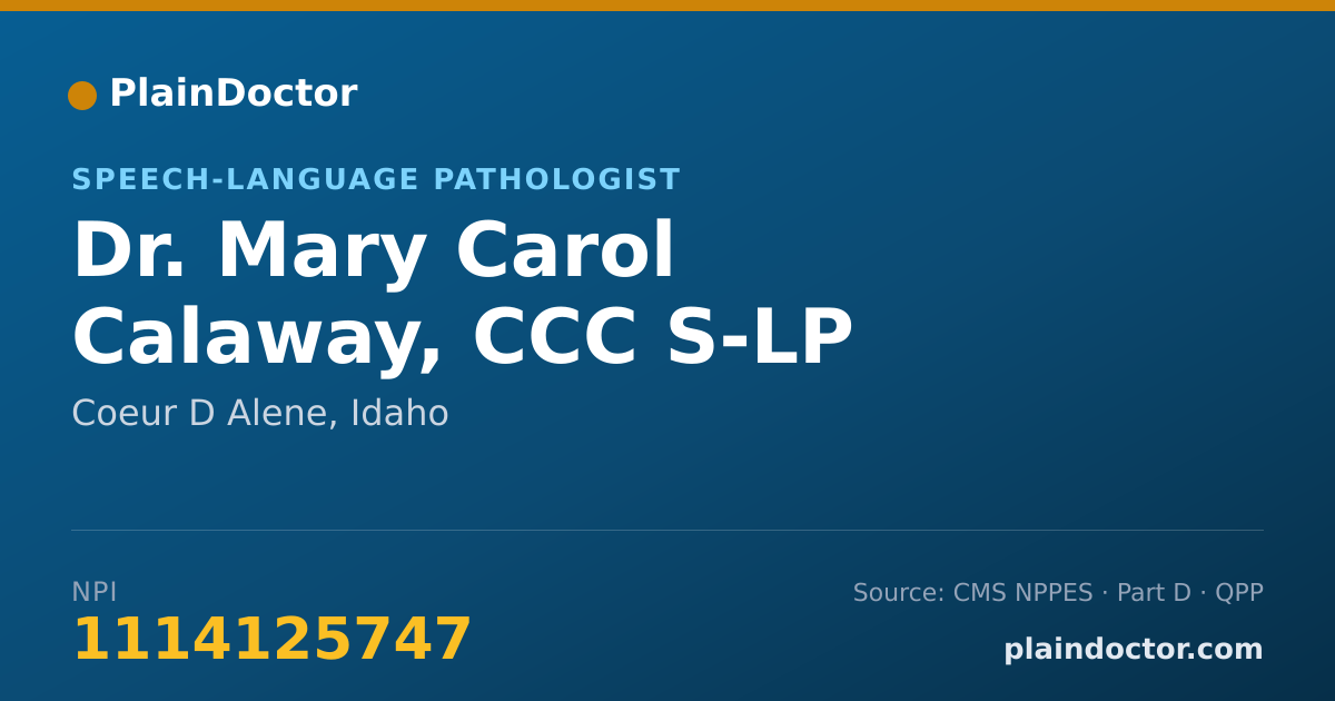 Shareable card for Mary Carol Calaway, CCC  S-LP - Speech-Language Pathologist, Coeur D Alene, ID